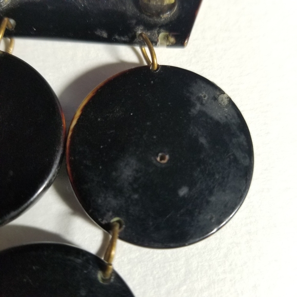 Relisted-Vintage Art Deco brooch early plastic pin yellow black clear rhinestone - Picture 9 of 16